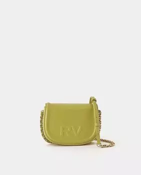 Женская кожаная сумка через плечо с клапаном и тисненым логотипом горчичного цвета Roberto Verino, горчичный