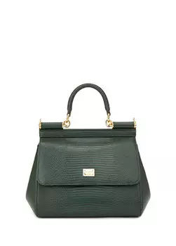 Женская кожаная сумка через плечо с логотипом цвета хаки sicily Dolce&Gabbana