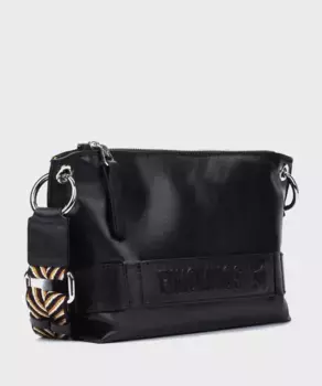 Женская кожаная сумка через плечо с регулируемой двухцветной ручкой черного цвета Pikolinos, черный