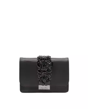 Женская кожаная сумка через плечо с ручкой-цепочкой и стразами Alma en Pena, черный
