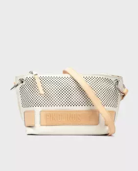 Женская кожаная сумка через плечо с застежкой-молнией белого цвета Pikolinos, белый