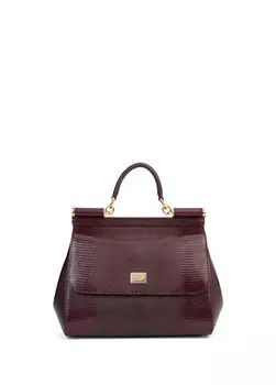 Женская кожаная сумка через плечо sicily среднего бордово-красного цвета Dolce&Gabbana