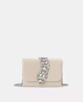 Женская кожаная сумка через плечо со змеей из стразов Alma en Pena, белый