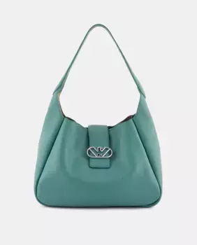 Женская кожаная сумка-хобо Mary среднего размера Emporio Armani, цвет Verde Agua