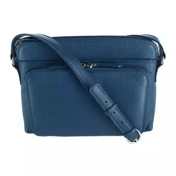 Женская кожаная сумка-кошелек через плечо с боковым органайзером CTM, цвет classic navy
