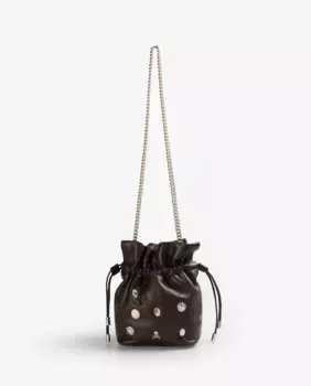 Женская кожаная сумка-мешок через плечо Scalpers, темно-коричневый