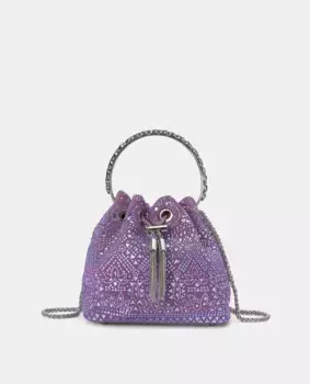 Женская кожаная сумка-мешок со стразами Alma en Pena, фиолетовый