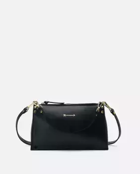 Женская кожаная сумка на плечо Trapetium среднего размера с застежкой-молнией Mercules, чёрный