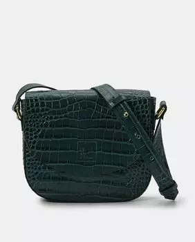 Женская кожаная сумка на плечо зеленого цвета с гравировкой кокоса Leandra, зеленый