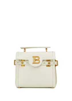Женская кожаная сумка с белым логотипом Balmain
