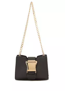 Женская кожаная сумка с черной пряжкой с логотипом Love Moschino