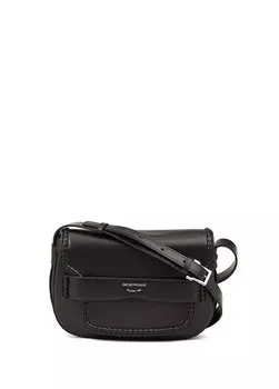 Женская кожаная сумка с черным логотипом Emporio Armani