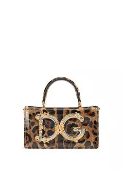 Женская кожаная сумка с леопардовым принтом Dolce&Gabbana
