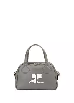 Женская кожаная сумка с серым логотипом Courreges