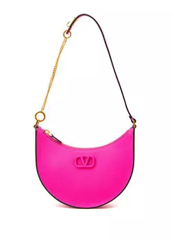Женская кожаная сумка vlogo цвета фуксии с детализированным логотипом Valentino Garavani