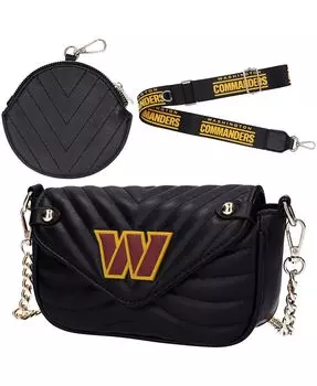 Женская кожаная сумка Washington Commanders с ремешком Cuce, черный