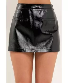 Женская кожаная юбка с прорезными карманами endless rose, черный