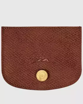 Женская кожаная визитница pure с клапаном Longchamp, коричневый