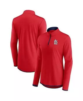 Женская красная брендовая футболка с молнией четверть в углу St. Louis Cardinals Fanatics, красный