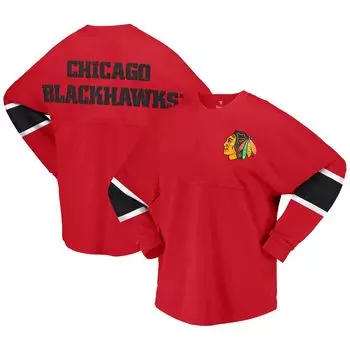 Женская красная футболка из джерси с длинными рукавами и логотипом Fanatics Chicago Blackhawks Fanatics