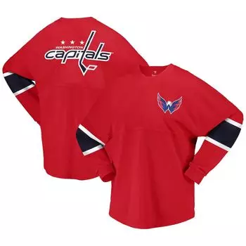 Женская красная футболка из джерси с длинными рукавами и логотипом Fanatics Washington Capitals Fanatics