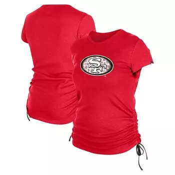 Женская красная футболка New Era San Francisco 49ers со сборками по бокам, красный