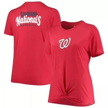Женская красная футболка New Era Washington Nationals размера плюс с 2-мя узлами спереди New Era