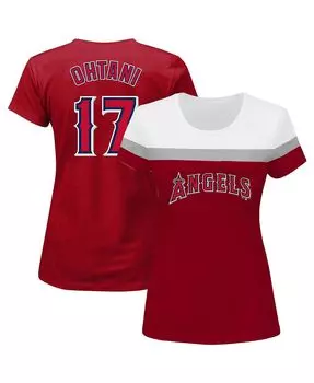 Женская красная футболка с разделенным корпусом и логотипом Shohei Ohtani Los Angeles Angels большого размера Fanatics, красный