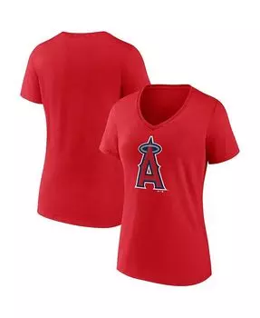 Женская красная футболка с v-образным вырезом и официальным логотипом Los Angeles Angels Core Fanatics, красный