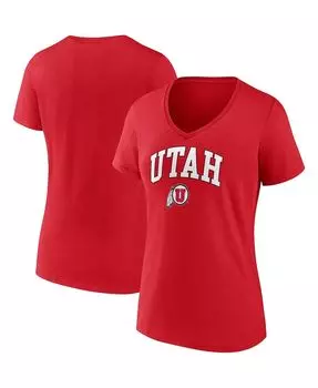 Женская красная футболка с v-образным вырезом и логотипом Utah Utes Evergreen Campus Fanatics, красный
