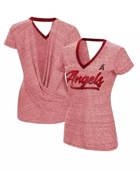 Женская красная футболка с v-образным вырезом Los Angeles Angels Halftime Back Wrap Top Touch, красный