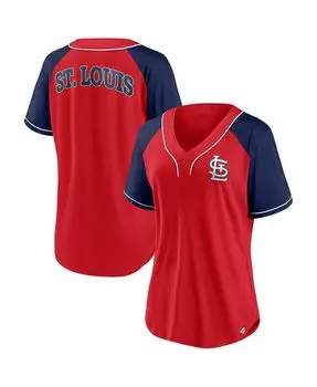 Женская красная футболка с v-образным вырезом реглан и логотипом St. Louis Cardinals Ultimate Style Fanatics, красный