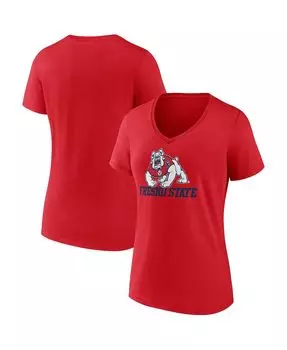 Женская красная футболка с v-образным вырезом с логотипом Fresno State Bulldogs Evergreen Campus Fanatics, красный