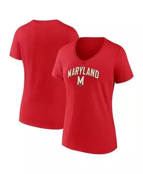 Женская красная футболка с v-образным вырезом с логотипом Maryland Terrapins Evergreen Campus Fanatics, красный