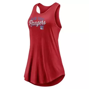 Женская красная майка Fanatics с фирменным логотипом New York Rangers Simplicity Swing Racerback с овальным вырезом Fanatics