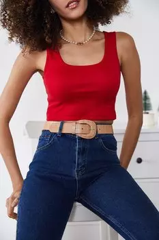 Женская красная майка с U-образным вырезом для спортсменов XHAN, красный