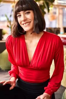 Женская красная укороченная блузка с глубоким вырезом на талии и полосой Olalook, красный