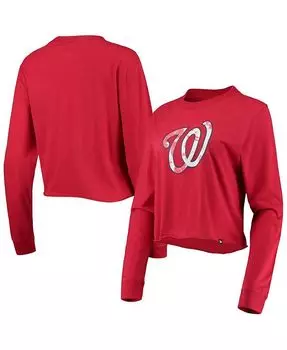 Женская красная укороченная футболка из джерси с длинными рукавами Washington Nationals Baby Jersey New Era, красный