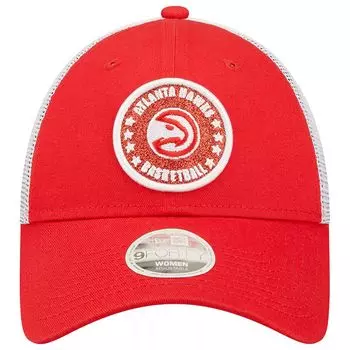 Женская красно-белая кепка New Era Atlanta Hawks с блестящей нашивкой 9FORTY Snapback New Era