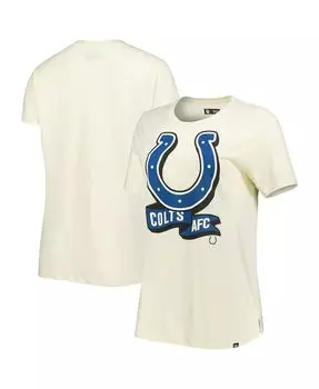 Женская кремовая футболка Indianapolis Colts Chrome с боковой линией New Era