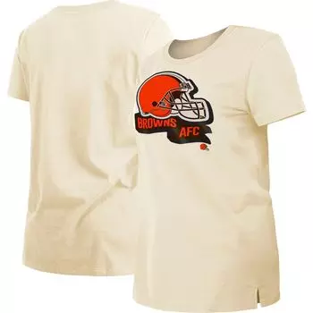 Женская кремовая футболка New Era Cleveland Browns с хромированной боковой линией New Era