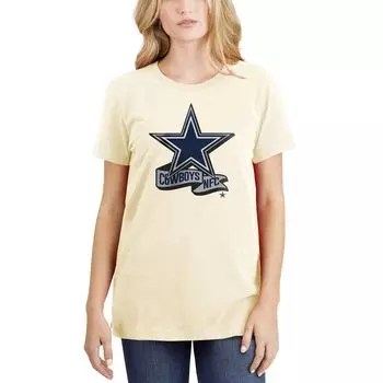 Женская кремовая футболка New Era Dallas Cowboys с хромированной боковой линией New Era