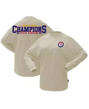 Женская кремовая футболка с длинным рукавом Texas Rangers 2023 World Series Champions Sparkle Spirit Jersey, слоновая кость/кремовый