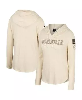 Женская кремовая футболка с капюшоном и длинными рукавами Georgia Bulldogs OHT в стиле милитари Casey Raglan Colosseum, тан/бежевый
