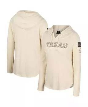 Женская кремовая футболка с капюшоном и длинными рукавами Texas Longhorns OHT в стиле милитари Casey Raglan Colosseum, слоновая кость/кремовый