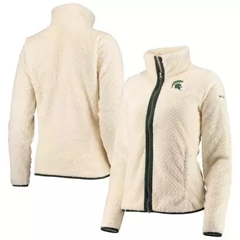 Женская кремовая куртка Columbia Michigan State Spartans Fireside II Sherpa с молнией во всю длину