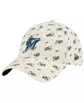 Женская кремовая регулируемая шапка Miami Marlins Chrome Bloom 9TWENTY New Era, слоновая кость/кремовый