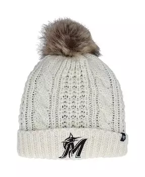 Женская кремовая вязаная шапка с манжетами и помпоном Miami Marlins Meeko '47 '47 Brand, бежевый