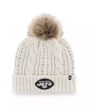 Женская кремовая вязаная шапка с манжетами New York Jets Meeko '47 Brand, слоновая кость/кремовый