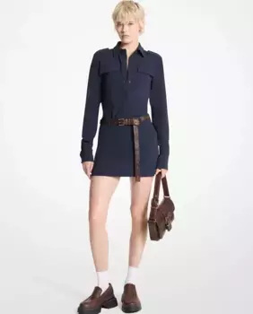 Женская креповая рубашка с подплечниками Michael Michael Kors, синий